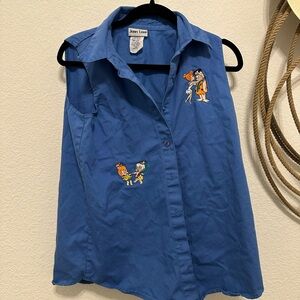 VINTAGE 1994 Flintstones Embroidered Button Up Vest - Jerry Leigh ✨✨